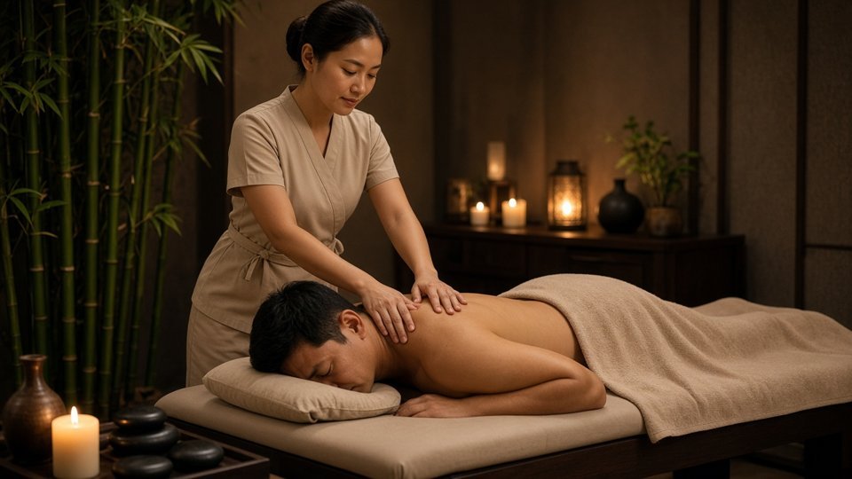 Relaxing shoulder massage for men at Asian Touch Massage London